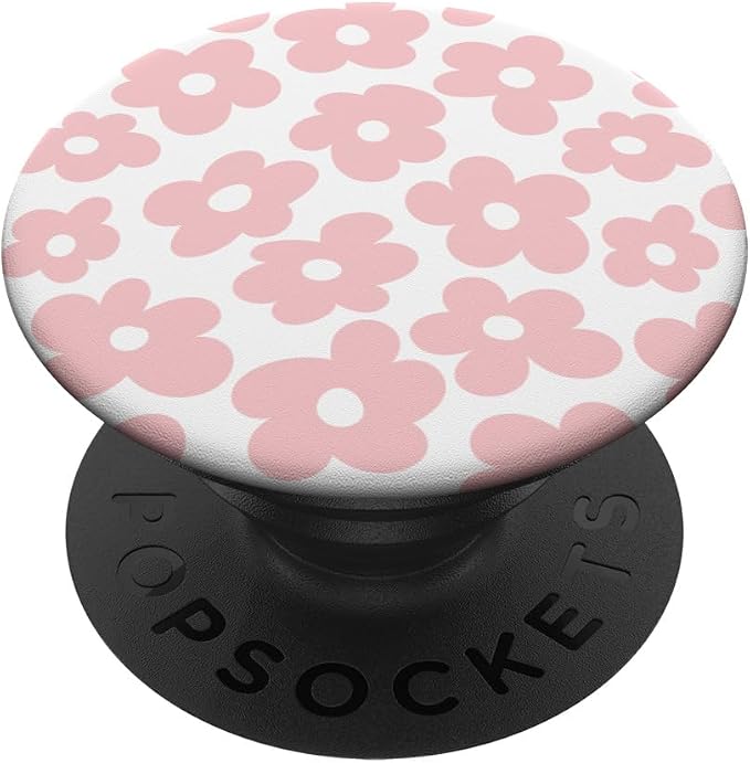 Aesthetic Pink Flowers Retro Daisy PopSockets Adhesive PopGrip
