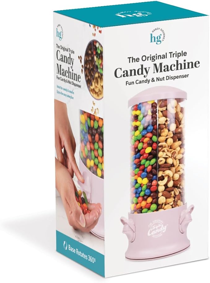 The Original Triple Candy Machine, Fun Candy and Nut Dispenser Pink