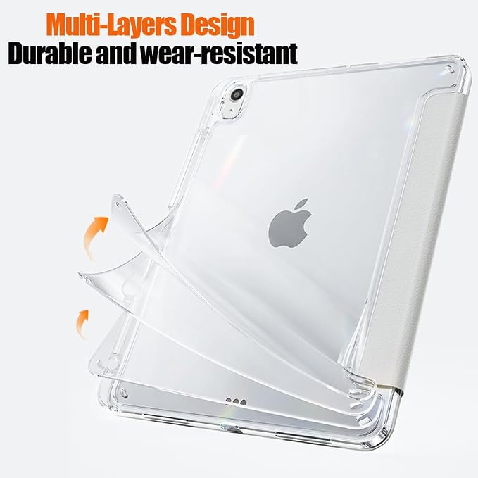 Slim Case for iPad Air 11 M4/M3/M2 &amp 10.9 5th/4th Gen Aqua Blue | Pencil Holder Multi-Angle Y Fold Stand Clear Acrylic Cute Cover Auto Wake-Sleep 2026/2025/2024/2022/2020