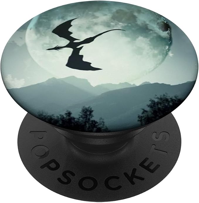 CJ Grips Dragon Moon PopSockets Adhesive PopGrip for iPhone 11 - Black