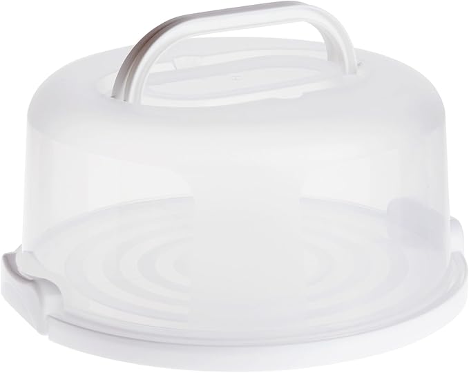 Juvale Round Cake Carrier - Secure Lid & Handle Storage Container - Collapsible Reusable Plastic Container for Cakes, Pies & Cupcakes - 12" Dia x 5.9" H