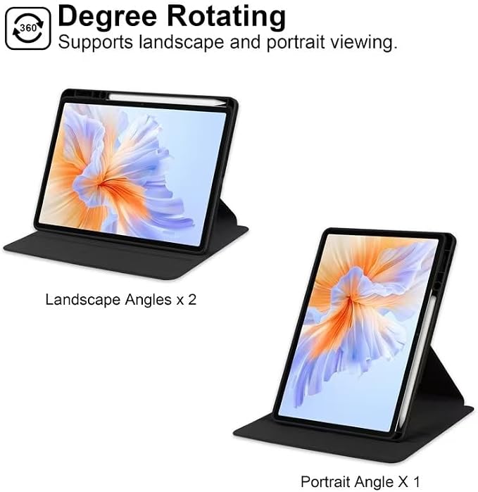for Redmi Pad 2 2025 11 Inch PC 360°Swivel case with Pen Slot LightweightScratch Resistant Black for Redmi Pad 2 2025 11 Inch 2025