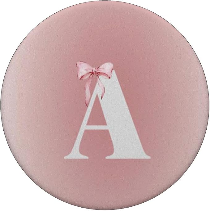 Pink Letter A Monogram Bow PopSockets PopGrip for MagSafe