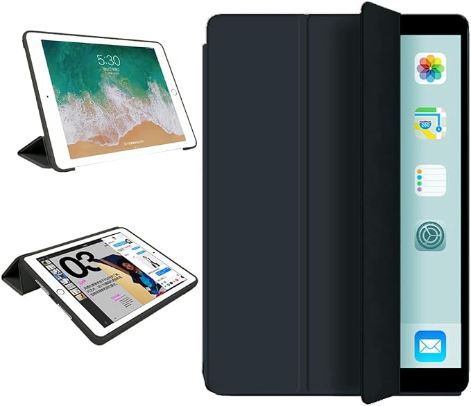 iPad Pro 11 Case 4th/3rd/2nd Gen Black | 2022/2021/2020 Lightweight Smart Folio Trifold Stand Auto Sleep/Wake Soft Silicone Back without Pencil Holder