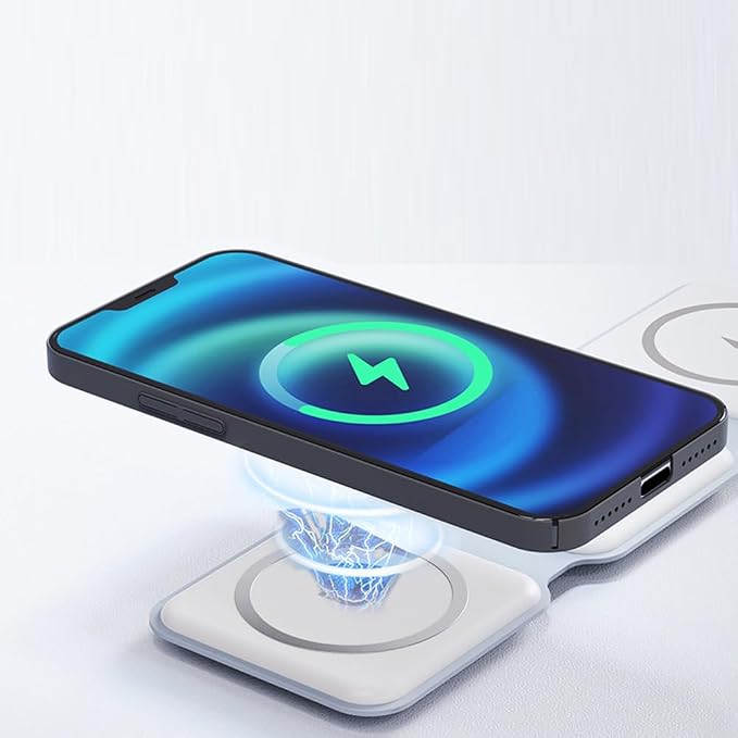 IHAO 3in1 Multifunctional Foldable Wireless Charging Station with LED Ambient Night Light Fast QC3.0 Charger for Phone iWatch Headphone Space-Saving Auto-Shutoff &amp Overcharge Protection-Black