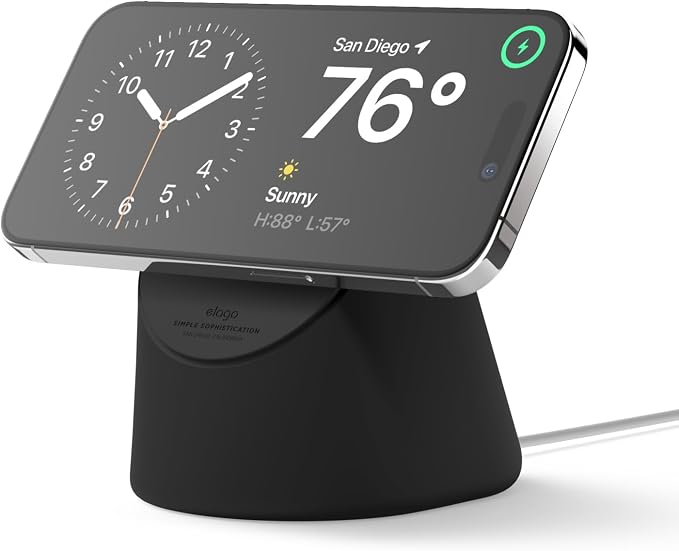 elago MS1 Charging Stand for MagSafe Charger | Premium Silicone Stand for iPhone Series iOS Standby Mode [Charging Cable Not Included] [Black]