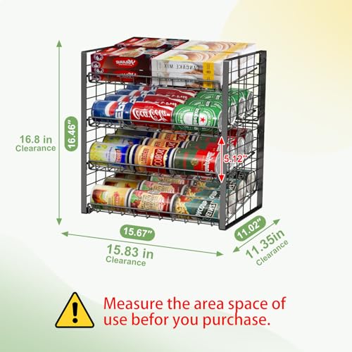 JKsmart 4-Tier Can Rack Organizer for Pantry, Adjustable Can Storage Holder for Various Ounces of Canned food Soda Drinks, Can Dispenser Holds Up to 48 Cans for Cupboard Cabinet - size: 4 Tier - 1Pack