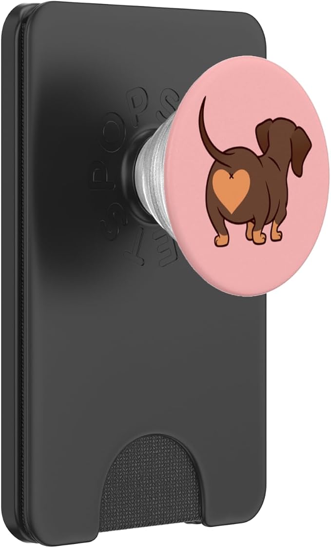 Dachshund Butt Heart Weiner Dog Mom Gift Pink for Girls PopSockets Adhesive PopGrip