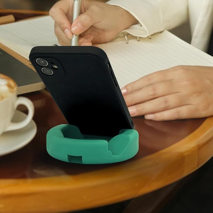 GoDonut Plus+ - Smartphone and Tablet Stand - Compatible with Lager Cases with Charging Port Access - for use at Work at Home Travel and on-the-go (Black)