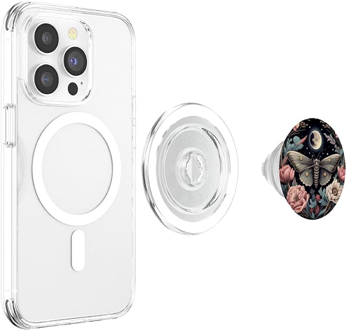 Moth Moon Flowers Astrology Celestial PopSockets Adhesive PopGrip