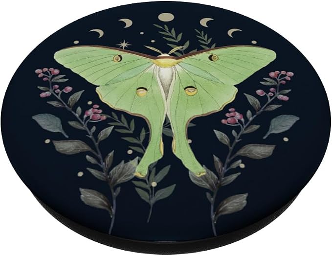 Celestial Moon Moth Butterfly Floral Pattern PopSockets Adhesive PopGrip