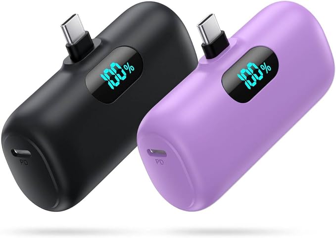 [2 Pack]Small Portable Charger for iPhone 17/16/15 Series5000mAh 3A PD USB C Power Bank Mini Travel Essentials Battery Pack for iPhone 17/17 Pro/16/16 Plus/16 Pro/15 Pro MaxSamsungAndroid/LG etc
