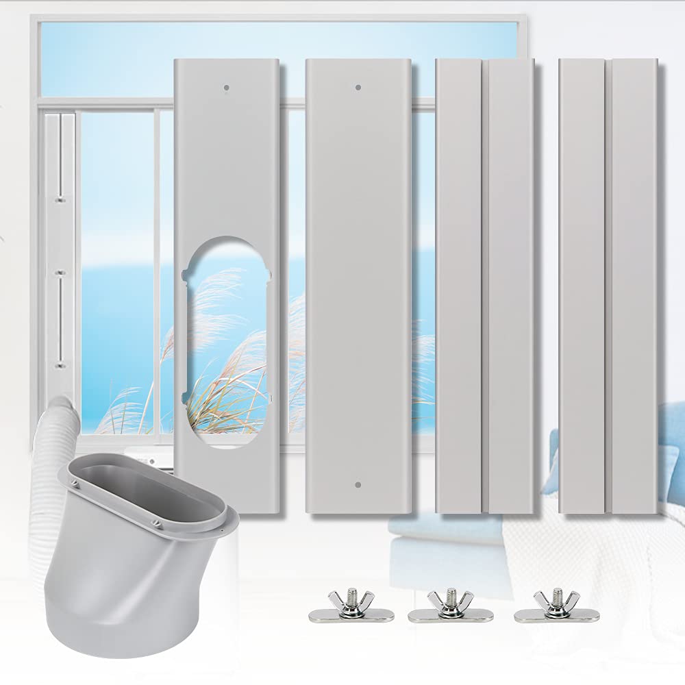 Portable Air conditioner Window Kit, Adjustable Vertical/Horizontal Sliding Window Kit Plate for Unit, AC Window Vent Seal Suitable for 5.9” AC Exhaust Hose