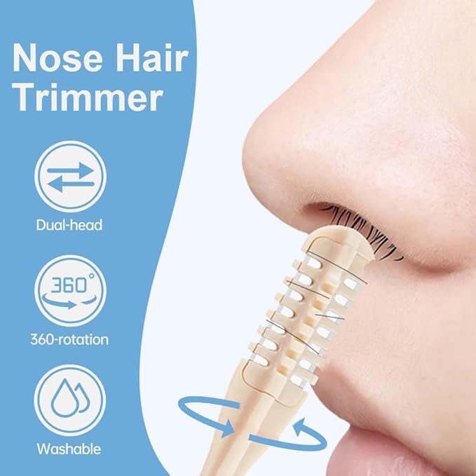 ROWPOZ 2-in-1 Nasal Hair Cutter, Durable Double Sided Trimmer Mini Nose Trimmer, Lightweight Nose Grooming Tool for Travel (A-3Pcs)