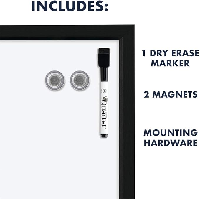 Quartet Whiteboard, Dry Erase Board, Magnetic, 17" x 23", White Board, Black Frame, Includes Dry Erase Markers and Magnets, 4 Pack (MWDW1723M-BK)
