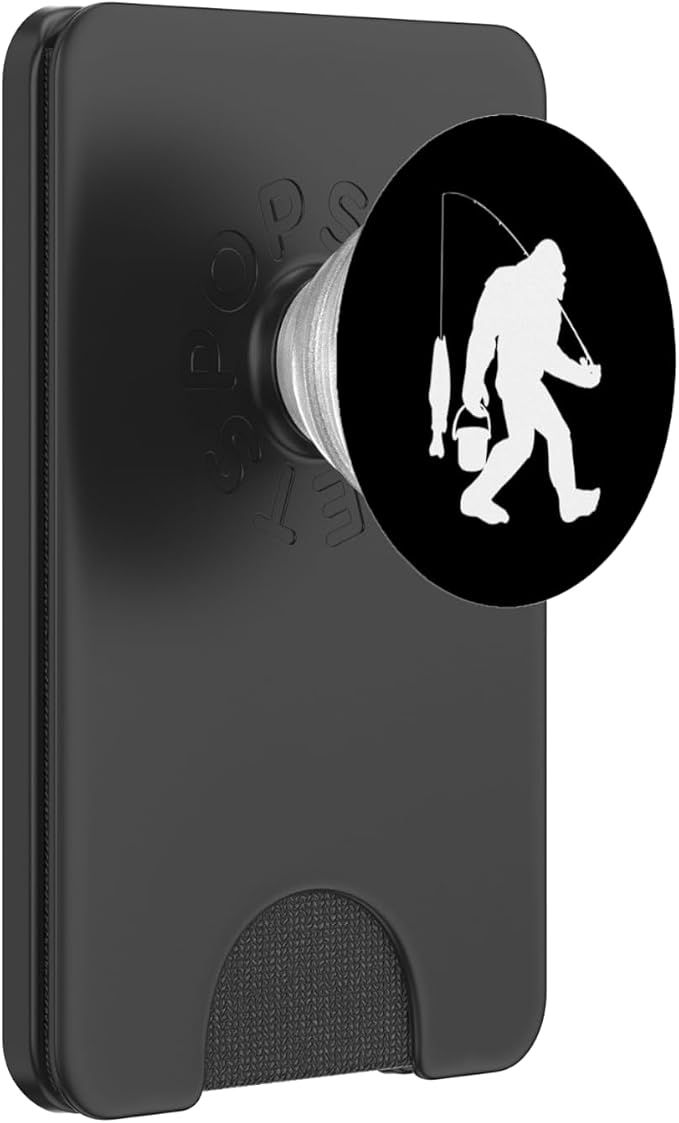 Bigfoot Fishing Funny Sasquatch and Fish PopSockets PopGrip: Swappable Grip for Phones &amp Tablets PopSockets Adhesive PopGrip
