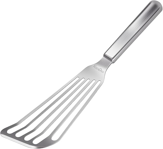 KSENDALO Thin Sturdy Fish Spatula Stainless Steel for Kitchen-Silver