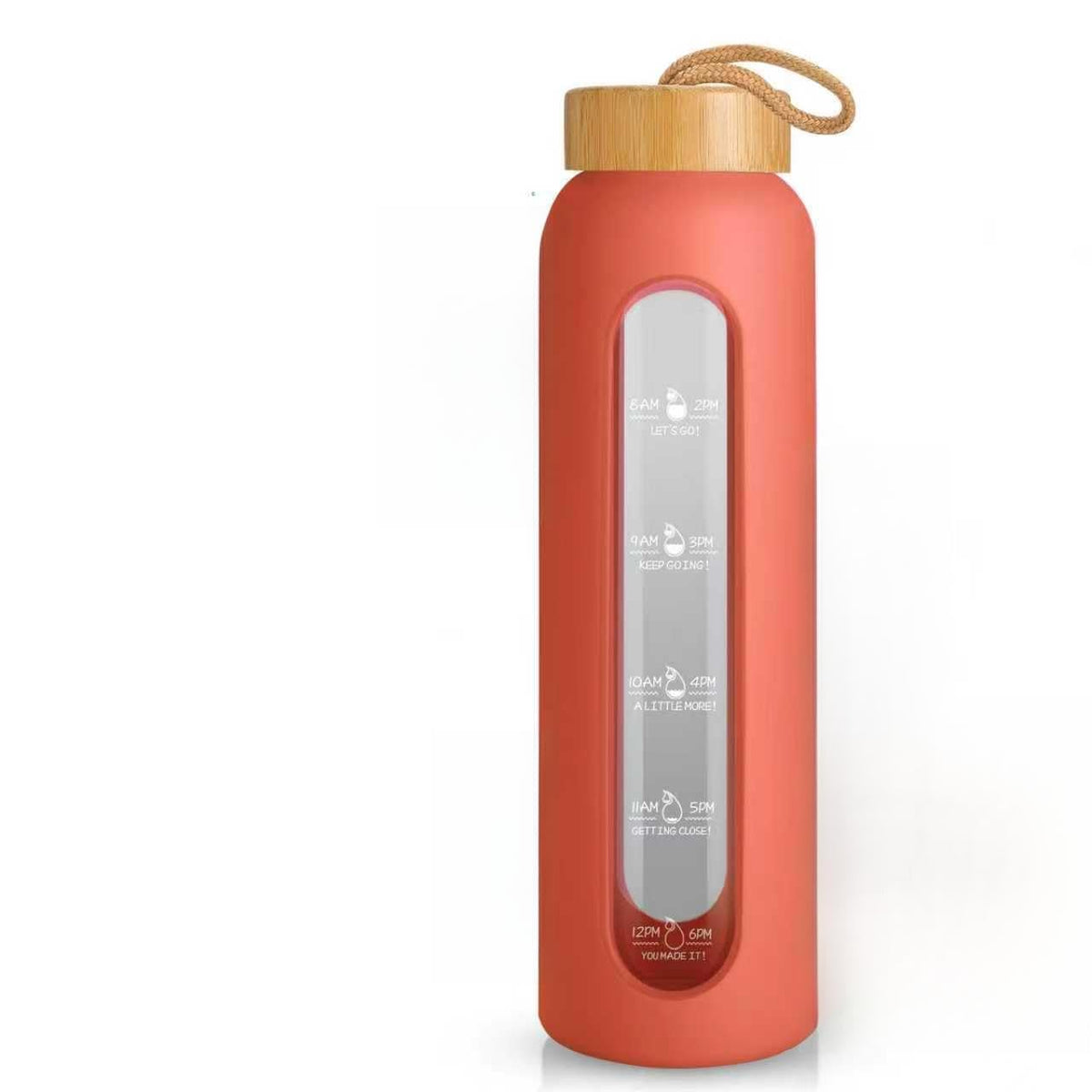 Sursip 32 oz Glass Water Bottle, Time Marker with Silicone Sleeve & Lid