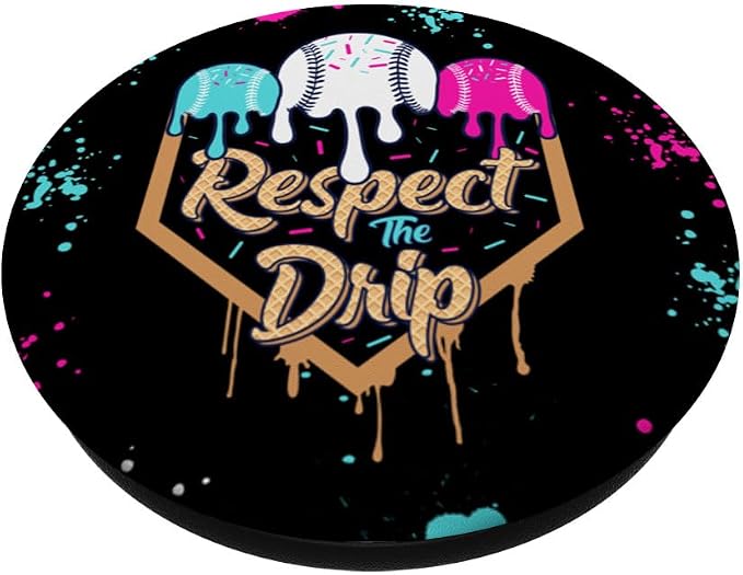 Baseball Ice Cream Drip with Sprinkles Youth Boys Baseball PopSockets Adhesive PopGrip