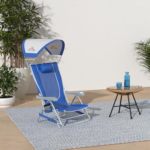 GCI Outdoor Waterside SunShade Backpack Beach Chair with Canopy Shade