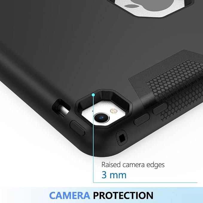 Puxicu Case for iPad 6th / 5th Generation (2018 2017 Model 9.7 Inch) Heavy Duty Rugged Protective Cover for iPad 9.7 Black
