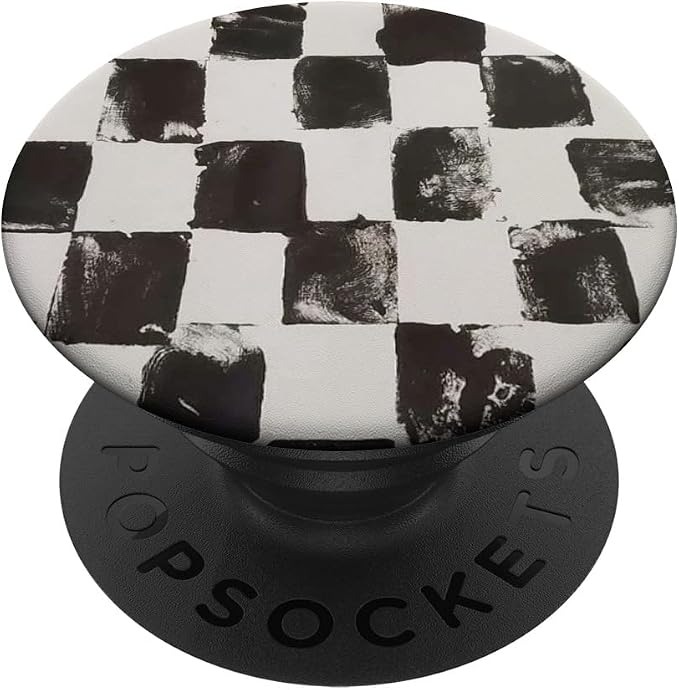 Black White Paint Checker Pattern PopSockets Adhesive PopGrip