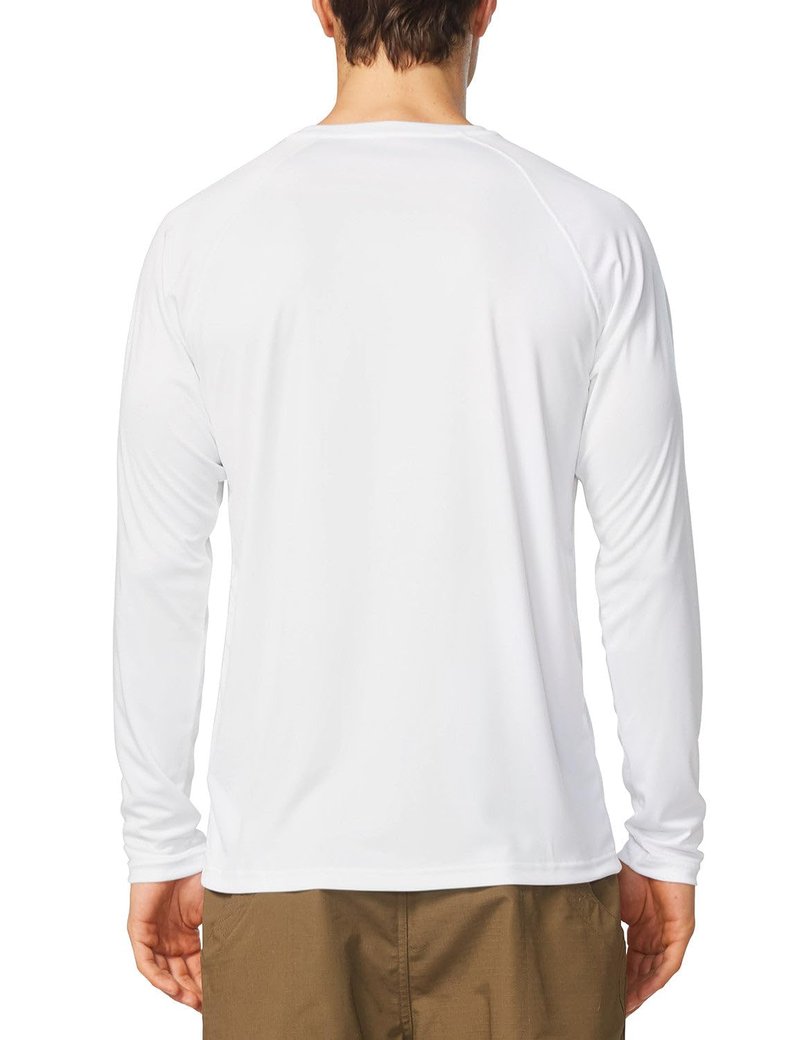 baleaf Mens UPF 50+ Sun Protection Shirts Long Sleeve Rash Guard, Quick Dry 4-Way Stretch for Fishing Swimming Surfing 2 Pack-White 2XL