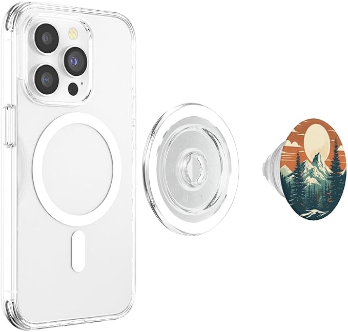 Retro Pine Tree Mountain Scene Forest Nature PopSockets Adhesive PopGrip