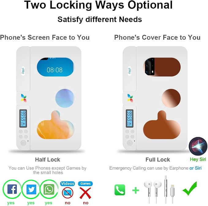 ySky Phone Lock Box with TimerPhone Access Blocker Device for Cell Phones Limits Smartphone Access Reduces Screen Time &amp Improves FocusTimed Jail Locker to Help KidsStudents Adults Focus Bac