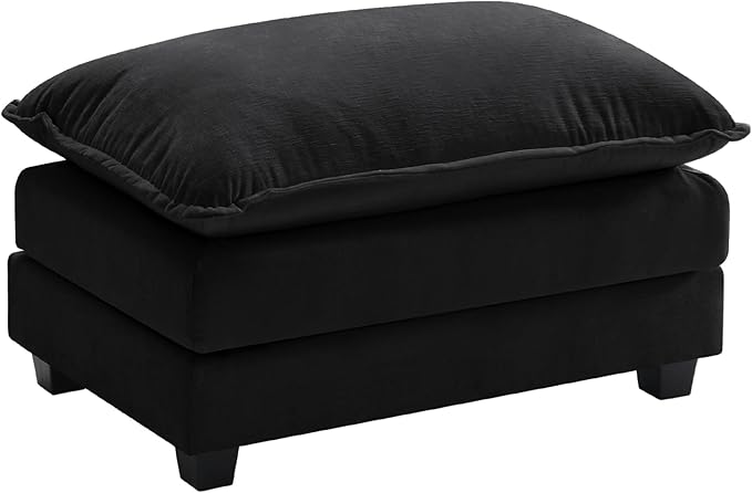Ihanherry Ottoman for Modular Sectional Cloud Couch, Chenille Deep Seat Sofa for Living Room, Bedroom and Apartment, Black