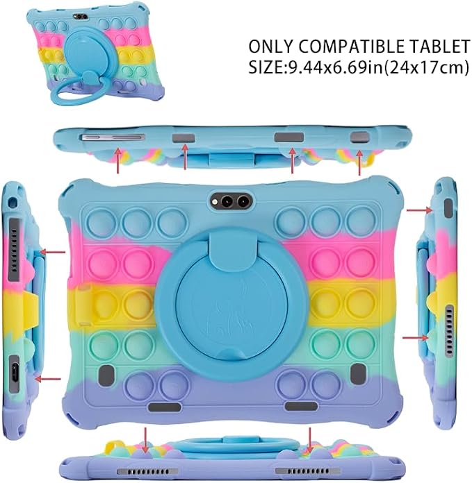 Silicone Rotatable Case for Dragon Touch Notepad K10 YELLYOUTH Hoozo Touch WECOOL 10.1 inch Winsing ZONKO 10 inch Tablet (Black)