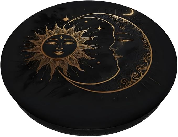 Black Night Sun Moon Star PopSockets PopGrip for MagSafe
