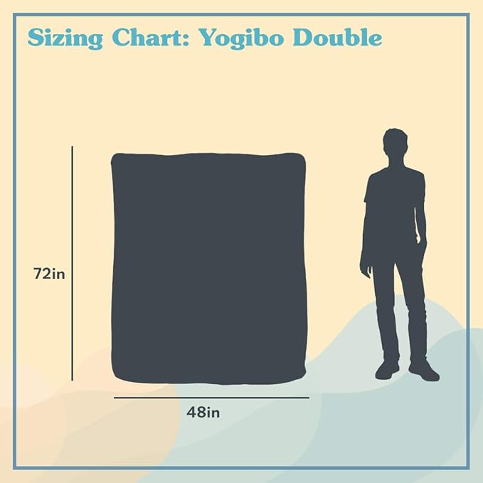 Yogibo Double Giant Bean Bag Chair Bed Lounger for Adults, Kids and Teens with Filling, Extra Large, Oversized, Big, Huge, Plush, Sensory Beanbag Couch Sofa Loveseat, Washable Cover, Turquoise