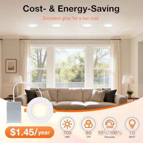 Sylvania 4" Slim Microdisk Downlight, 10W, 5 CCT Select (2700K - 5000K) Recessed Lighting, 700 LMS, 90 CRI, Dimmable, Wet-Rated, White - 6 Pack (61189)