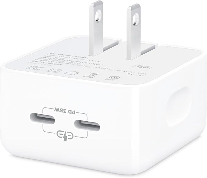 Fast Charger 35w Wall Charger Dual Port GaN Charger Technology 2 USB-C Ports White