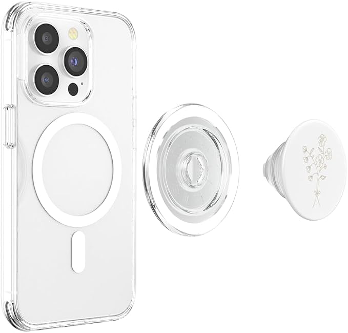 Beige White Floral Flower Wildflower PopSockets Adhesive PopGrip