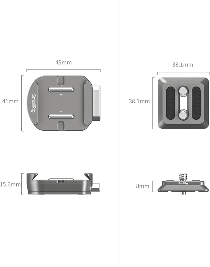 SmallRig HawkLock H38 Quick Release Mount Plate for Arca-Swiss, QR-Slide Camera Mount Plate for Arca with Two 1/4"-20 Screw, Silicone Pad and 1/4"-20 Threaded Hole for Manfrotto Plate or Tripod - 4486