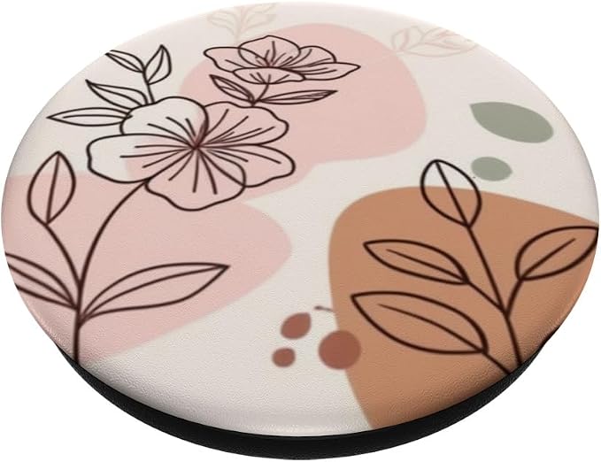 Peach Abstract Floral Line Art PopSockets Adhesive PopGrip
