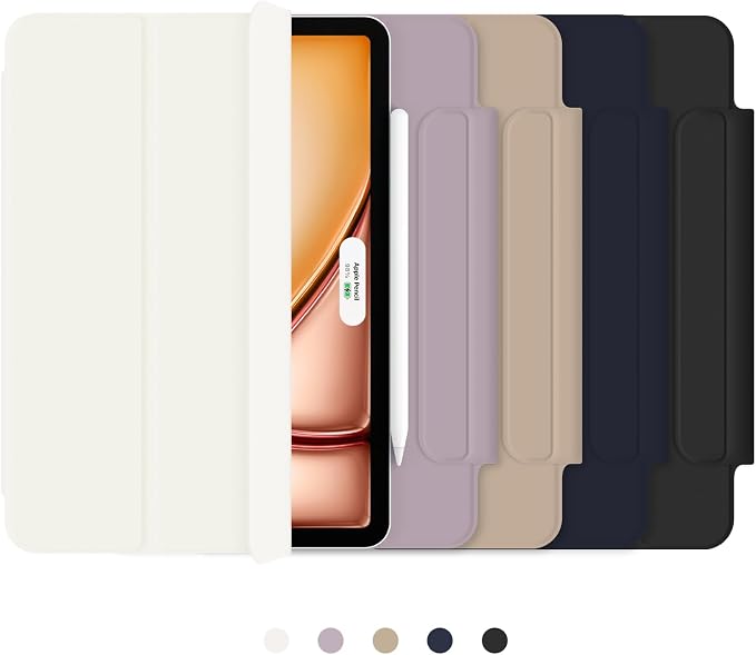 for iPad Air 13 inch M4/M3/M2 Case (2026/2025/2024Model A3268/A3269/A3271) Auto Sleep/Wake and Magnetic Closure Slim Trifold Stand Case PU Leather Cover Support Apple Pencil Pro Black