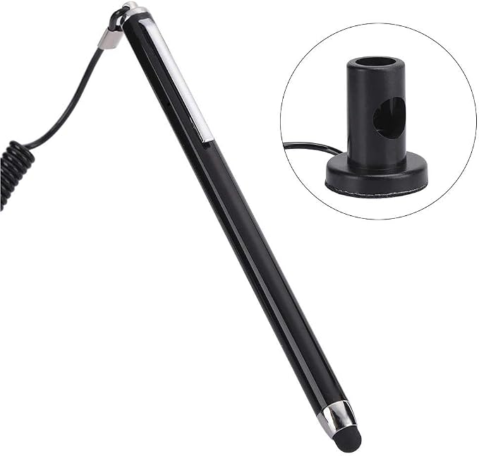 Richer-R Stylus PenTouch Screen Pen Active Stylus Capacitive with Spring Rope for Resistive MP4 / Writing BoardCapacitive Stylus Pen for Touch Screen for POSPDAIndustrial PC(Black)