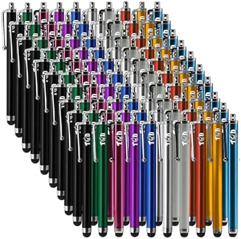 TCD 100 Pack Stylus Pen for iPad High Precision Universal Capacitive Bulk Digital Stylus Pen – Compatible w/iPhone Tablet Touchscreen Laptop – Rubber Tip Black Styluses for All Touch Screen Devices