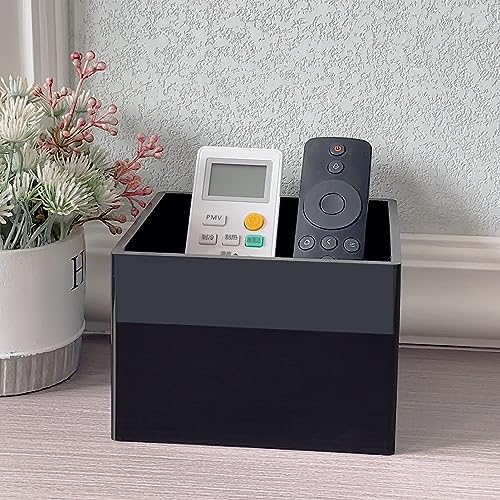 Remote Control Holder, TV Remote Organizer Caddy for Table, Acrylic Remote Storage Box, Black