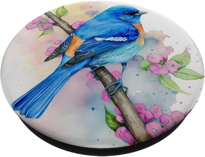 Colorful Blue Bird Watercolor PopSockets Adhesive PopGrip