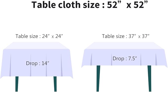 Surmente Black Square Tablecloth-52x52 Inch Table Cloth for Small Square Tables,Washable Polyester Table Cover for Weddings, Banquets, or Restaurants
