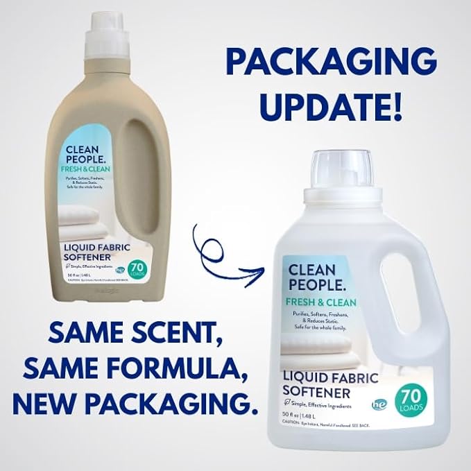 The Clean People Liquid Fabric Softener - Softens & Removes Static Cling - Vegan (50 Fl Oz, Spring)