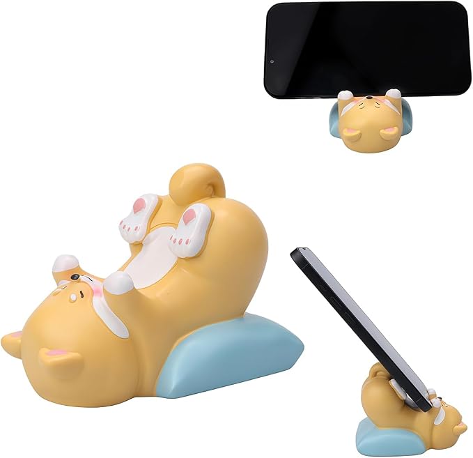 Cute Dog Phone Stand Multi-Purpose Resin Phone Holder Desk Decor for Home Office Bedroom