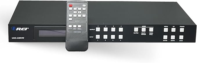 OREI 4K 4x4 HDMI Matrix Video Wall Controller Processor Multiviewer Display Upto 4K 60hz 2x1, 1x2, 1x3, 1x4 Supports 180 Degree Rotate RS-232 Audio Extraction (UHD-44MVW)