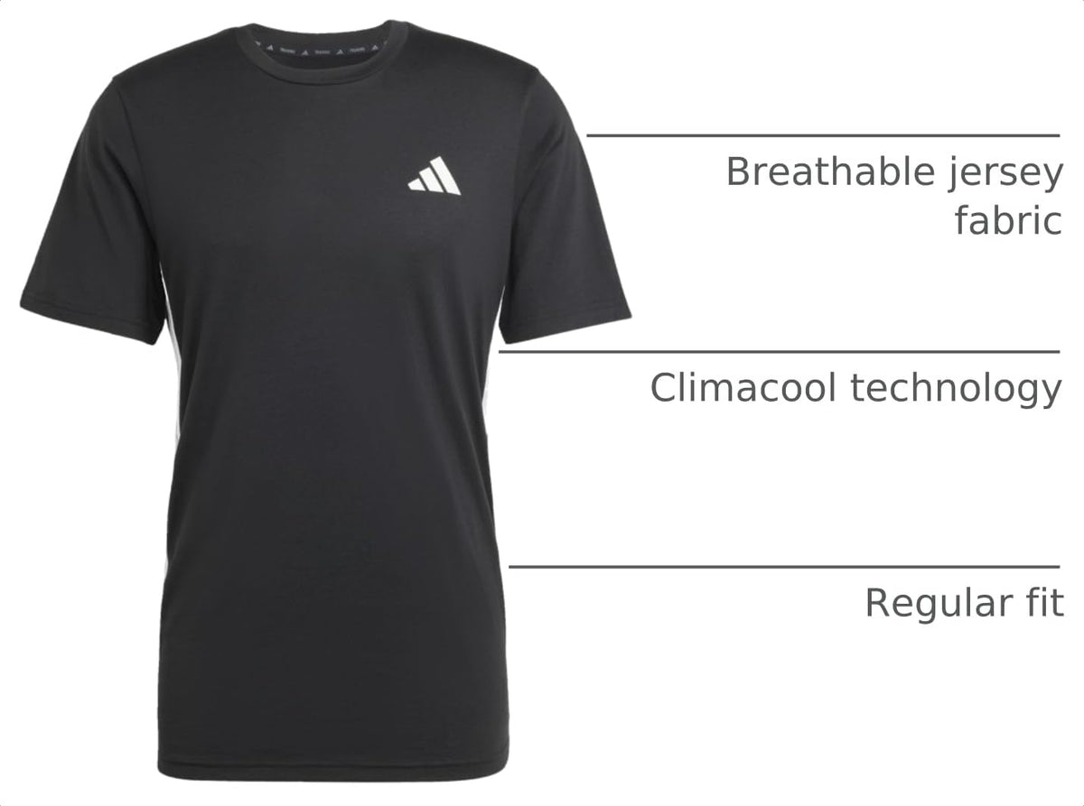 Adidas Men's Train Essentials FeelReady 3-Stripes T-Shirt, Black, Medium