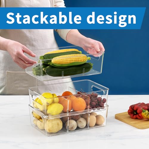 Mpotmiy 6 Pack Pantry Organizers and Storage,Clear Plastic Containers with 2 Dividers for Kitchen,Fridge Organization and Storage,Acrylic Bins for Pounches,Spice Packet,Snack organzier - style: 6pack