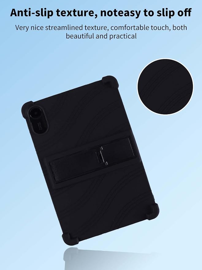 Case for Xiaomi Redmi Pad 2 Tablet 11inchNOUKAJU Tablet Protection CaseAdjustable BracketSoft SiliconeSilicone Protection Cover for Redmi Pad 2(Black)